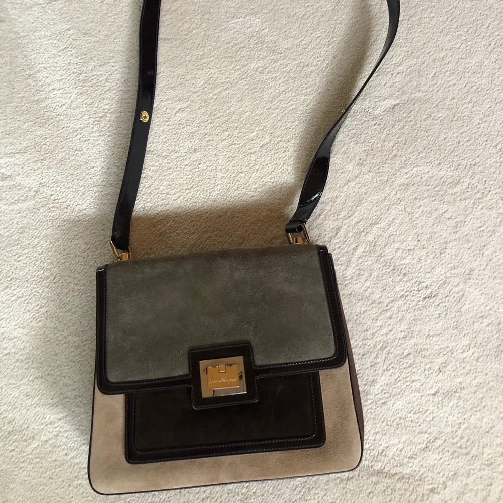 NWT- Salvatore Ferragamo suede crossbody bag